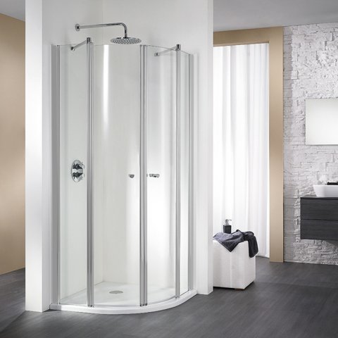 HSK Exklusiv round shower with 2 swing doors, 4-part, size: 80 x 80 x 200 cm, radius 550 mm
