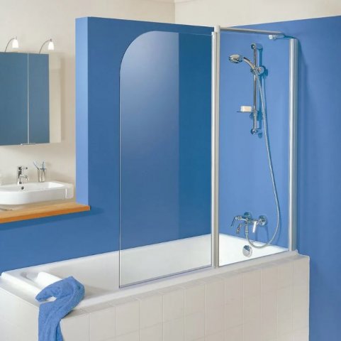 HSK Exklusiv Bath tub attachment with fixed element, size: 100 x 140 cm, fixed element right