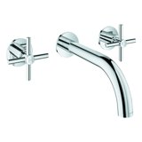 Grohe Atrio 3-hole basin mixer, DN 15, wall mounted, 180 mm projection, cross handles