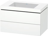 Duravit L-Cube Furniture wash basin c-bonded with base wall-mounted, 80x48 cm, 2 drawers, without overflow, wi...