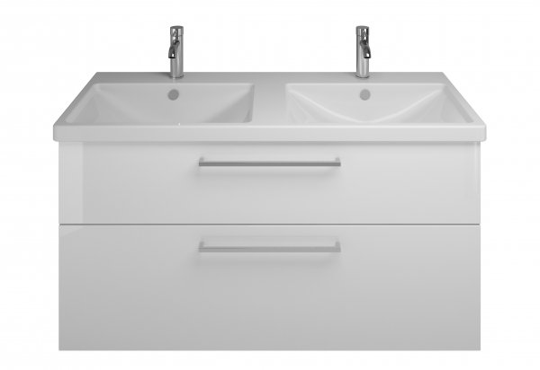 Burgbad Eqio ceramic double wash basin including vanity unit SEYS123, width 1230 mm