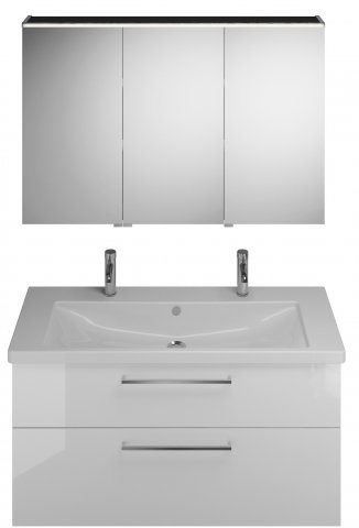 Burgbad Eqio set, SFAO123R, consisting of mirror cabinet version right, ceramic double wash basin wi...