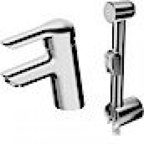 Hansa Hansavantis, single-lever basin mixer with integrated shower, without pop-up waste, 112 mm projection, c...