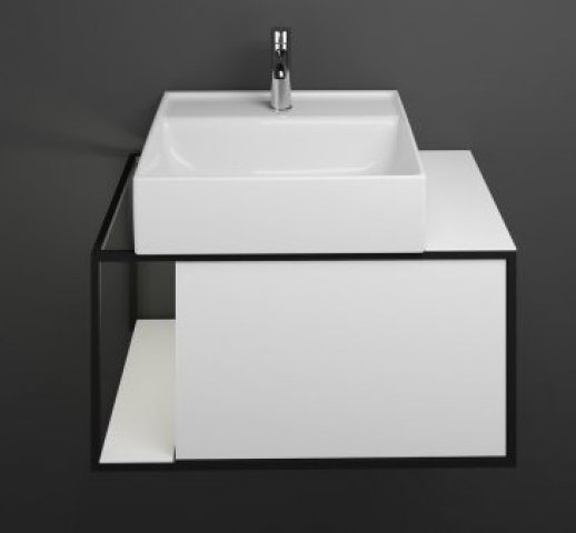 Burgbad Junit ceramic washbasin incl. vanity unit SFKQ076, incl. LED vanity unit lighting, version right, widt...