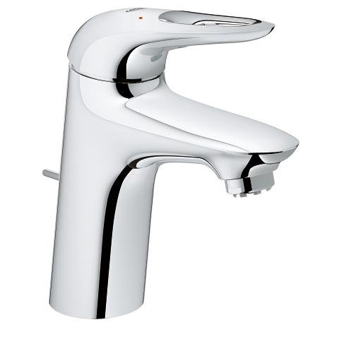 Grohe Eurostyle single-lever basin mixer, S-size, single-hole mounting, with pop-up waste, open lever handle, ...