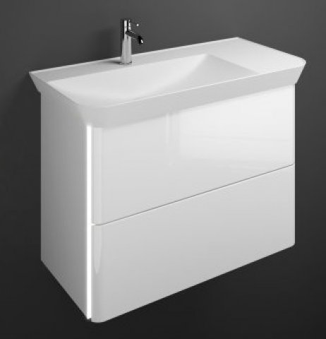 Burgbad Iveo cast mineral washbasin incl. vanity unit SFFU080R, incl. LED vanity unit lighting, right version,...