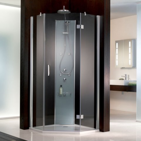HSK studio pentagonal shower 3-part with revolving door 1760100, 100cm