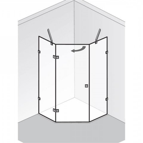 HSK Atelier Pur frameless pentagonal shower with revolving door AP.60,...