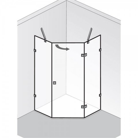 HSK Atelier Pur frameless pentagonal shower with revolving door AP.60,...
