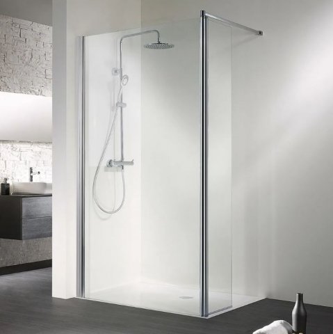 HSK Easy Walk In side panel with swivelling element, 100(c) x 35(b)cm, left stop