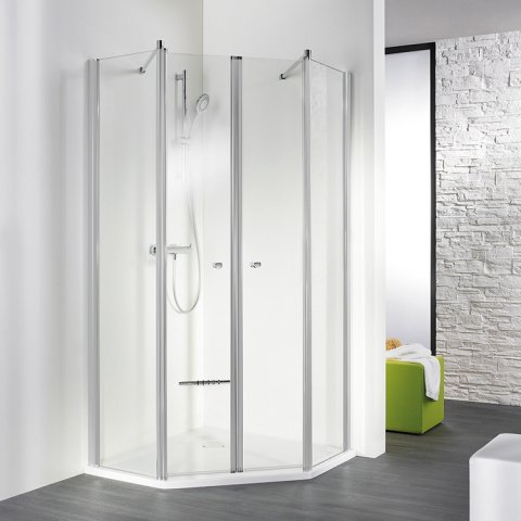 HSK Exklusiv pentagonal shower with 2 swing doors, 4 parts, size: 100 x 100 x 200 cm