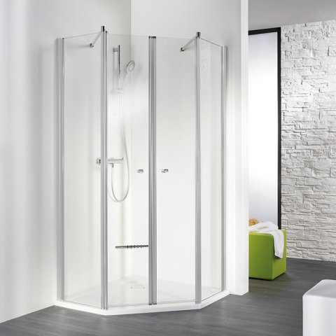 HSK Exklusiv pentagonal shower with 2 swing doors, 4 parts, size: 100 ...