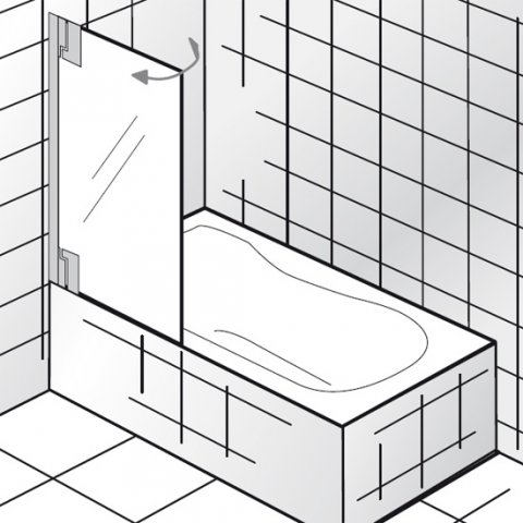 HSK K2P Bath tub attachment, 1 movable element, size: 75 x 140 cm, stop: left
