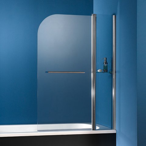 HSK Exklusiv Bath tub attachment, 2-part, incl. towel rail and glass shelf, size: 100 x 140 cm, stop...