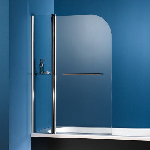 HSK Exklusiv Bath tub attachment, 2-part, incl. towel rail and glass shelf, size: 100 x 140 cm, left...