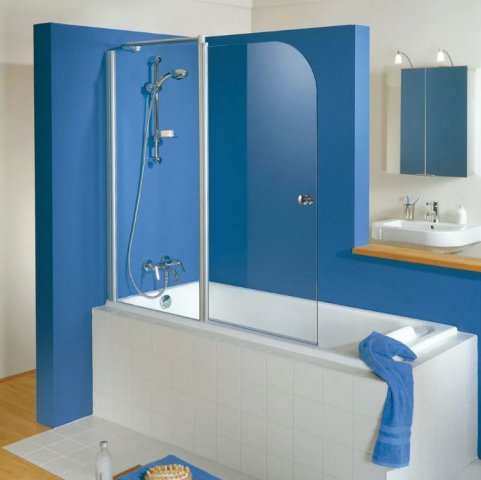 HSK Exklusiv Bath tub attachment with fixed element, size: 100 x 140 cm, fixed element left