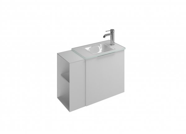 Burgbad Eqio glass washbasin incl. vanity unit, open compartment right, SFPH071R