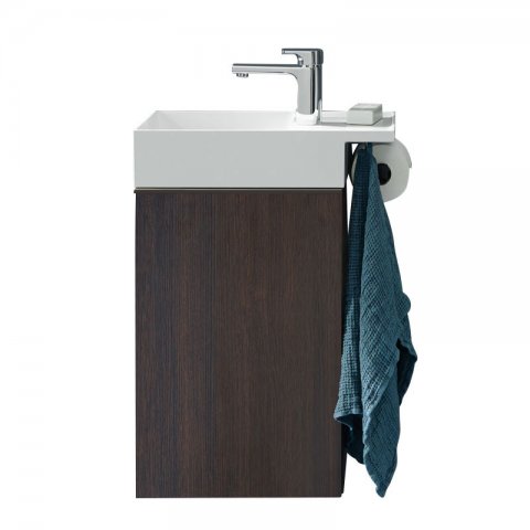 Burgbad Yumo cast mineral washbasin incl. vanity unit, width: 505 mm, version left