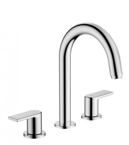 hansgrohe Vernis Shape 3-hole basin mixer with pop-up waste, 166 mm pr...