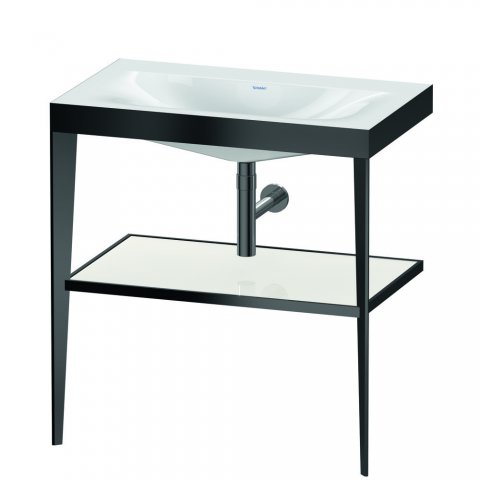 Duravit XViu 4710 Furniture wash basin c-bonded, without tap hole, with metal console, floor standin...