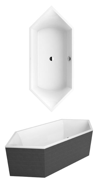 Villeroy & Boch bathtub Quaryl hexagon Squaro Duo Slim Line, UBQ190SQS6V 1892x794mm, incl. feet, bat...