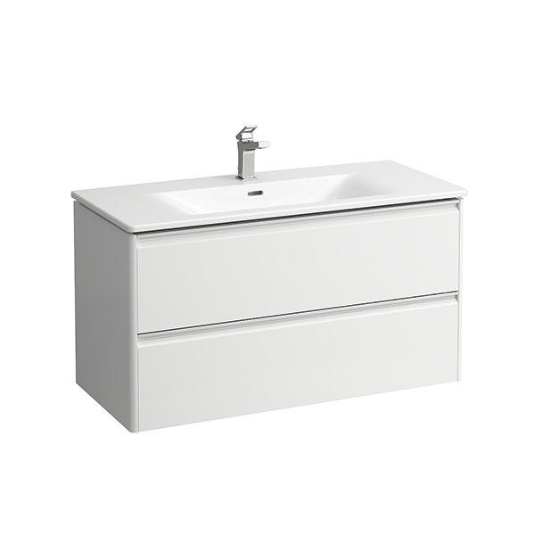 Running Palace Set, washbasin, 1 tap hole, overflow, incl. base vanity unit, 2 drawers, 1000x545mm, anodised a...