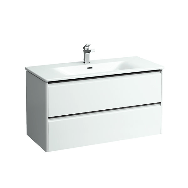 Running Palace Set, wash basin, 1 tap hole, overflow, incl. base vanity unit, 2 drawers, 1000x545mm, handle al...