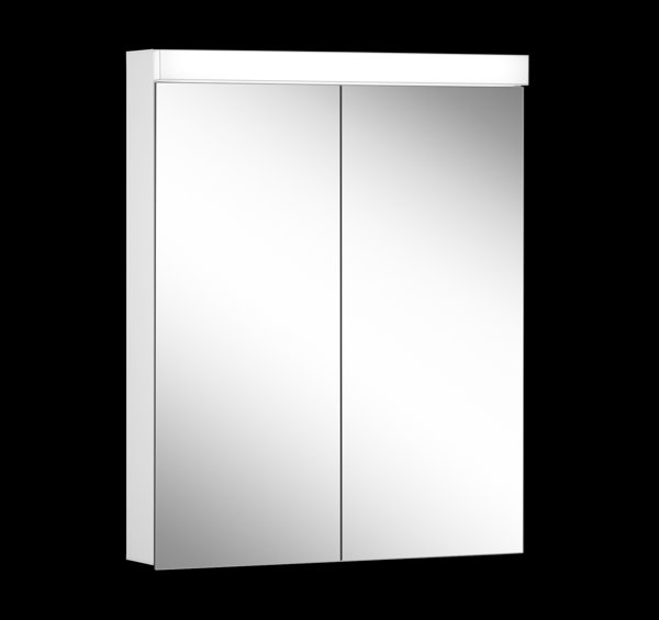 Schneider LOWLINE Plus LED illuminated mirror cabinet, 2 double mirror doors, socket left, 60x74,8x13,5cm, 172.063.