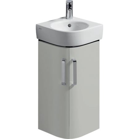 Keramag corner wash hand basin vanity unit Renova Nr. 1 Comprimo New 300x605x300mm light gray matt /...