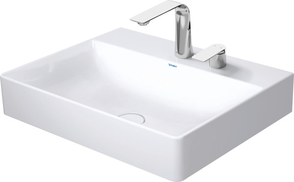 Duravit DuraSquare Wash basin, furniture wash basin 60x47cm, 2 tap holes, without overflow, with tap...