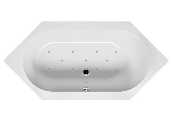 RIHO Kansas hexagonal bathtub, with air system, 2-seater, 190x90x48,5c...
