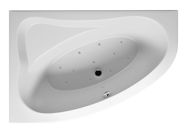 RIHO Lyra corner bath, version right, with air system, built-in, 2-sea...