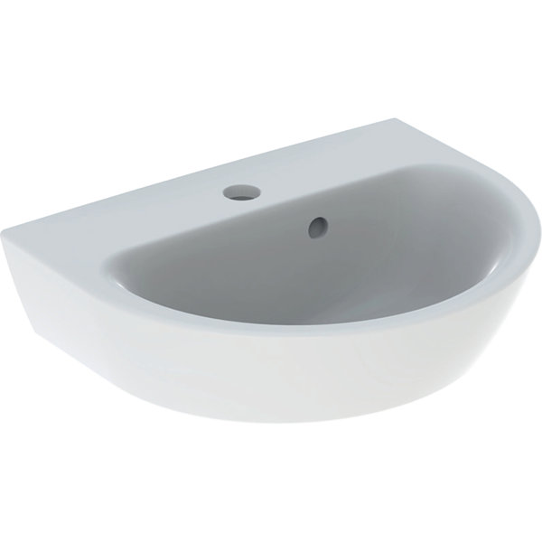 Geberit Renova hand-rinse basin, 1 tap hole, asymmetrical overflow