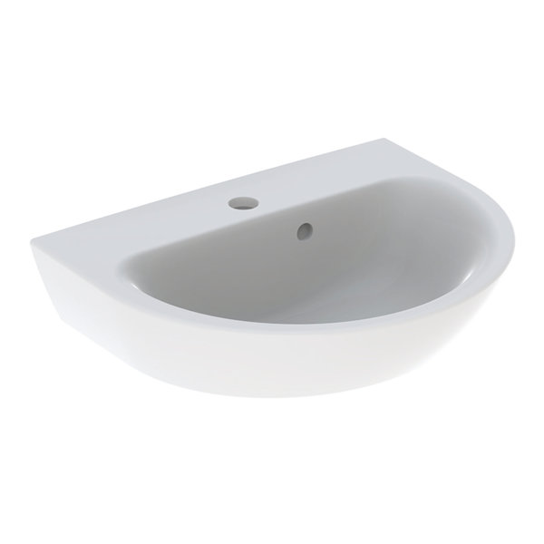 Geberit Renova hand-rinse basin, 1 tap hole, asymmetric overflow