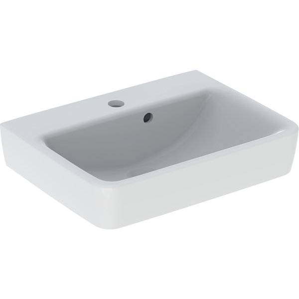 Geberit Renova Plan, hand-rinse basin, 50x38 cm, 1 tap hole, with over...