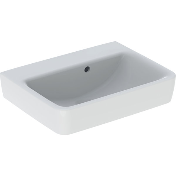 Geberit Renova Plan, hand-rinse basin, 50x38 cm, without tap hole, wit...