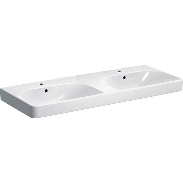 Geberit Smyle Square double washbasin 500223, 120x48cm, with tap hole, with overflow