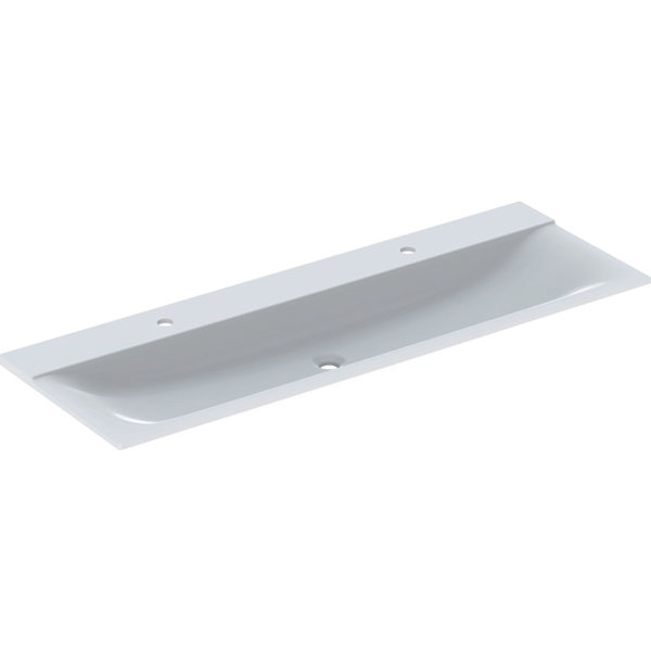 Keramag Xeno 2 washbasin with 2 tap holes and without overflow, 140x48cm, white, 500277001