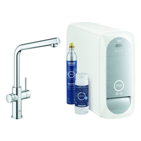 Grohe Blue Home L-spout Starter Kit 31454 Single-lever sink mixer with filter function, with cooler ...