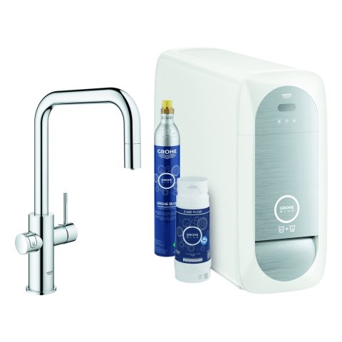 Grohe Blue Home U-Auslauf Starter Kit 31543 Einhand-Spültischbatterie mit Filterfunktion, mit Kühl...