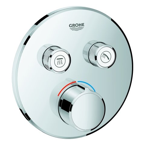 Grohe SmartControl flush-mounted mixer, two shut-off valves, round rosette