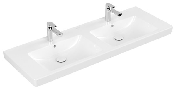 Villeroy & Boch cabinet double wash basin Subway 7175D0 1300x470mm, with overflow, 2 tap holes