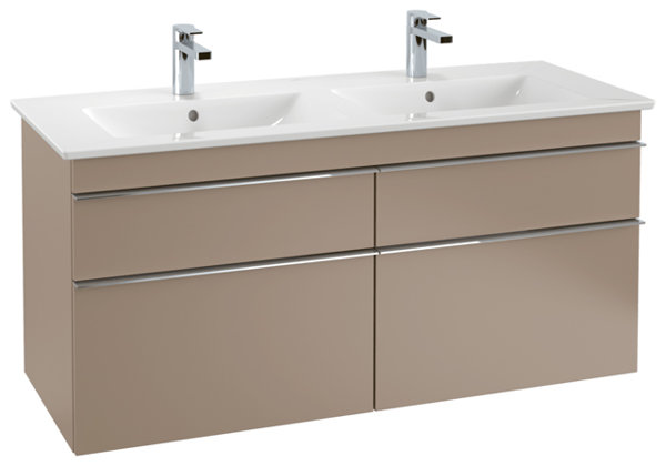 Villeroy & Boch Venticello Cupboard - Double wash basin 4111DL, 1300x500mm, 2 tap holes, with overflow