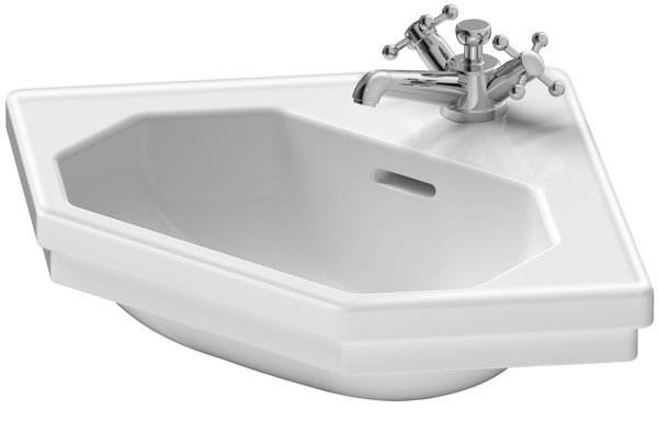 Duravit 1930 corner hand wash basin, 59,5x45cm, with overflow, 1 tap hole