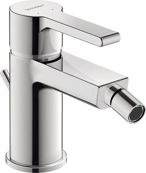 Duravit B.2 Single lever bidet mixer, with outlet fitting, fixed outlet with ball joint, 127mm proje...
