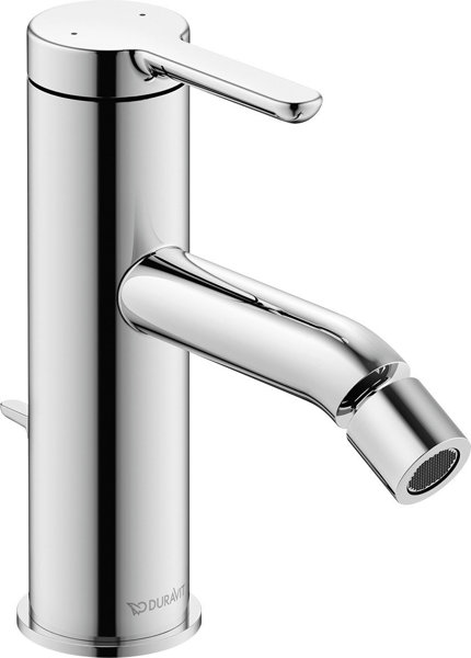 Duravit C.1 single lever bidet mixer, with pop-up waste, fixed spout with ball joint, projection 121mm, C124000010