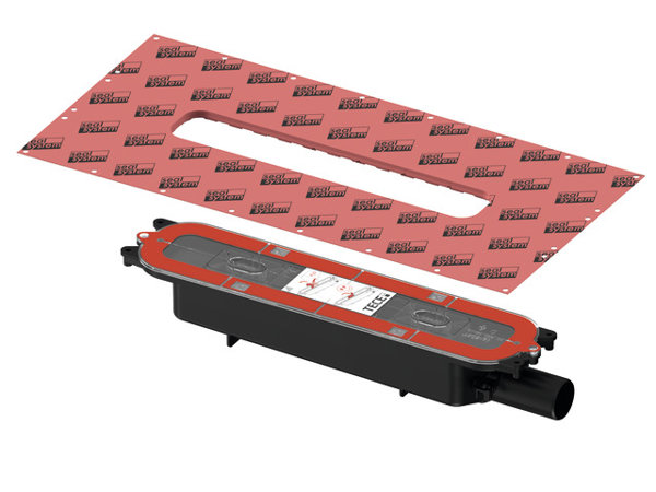 TECEdrainprofile drain, flat, DN40, outlet on the side, 673001