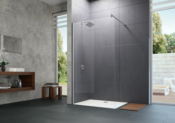 HÜPPE Design pure side panel, standalone Width: 80cm stop left & right for shower tray 8P1101